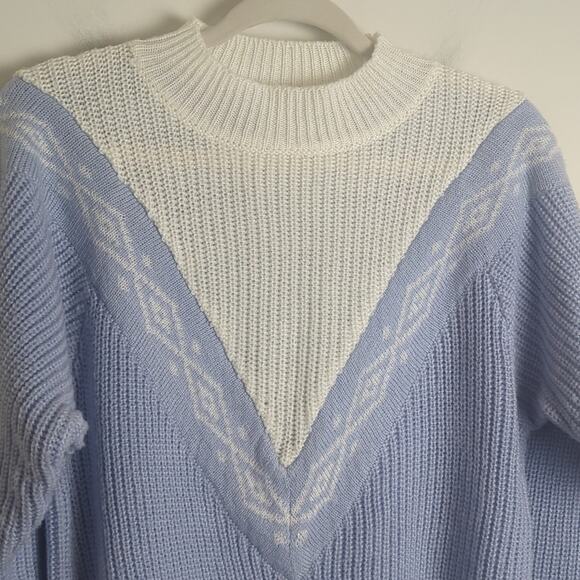 Vintage Knit Tennis Prep Pastel Blue Sweater Women's Size Medium - Picture 2 of 11